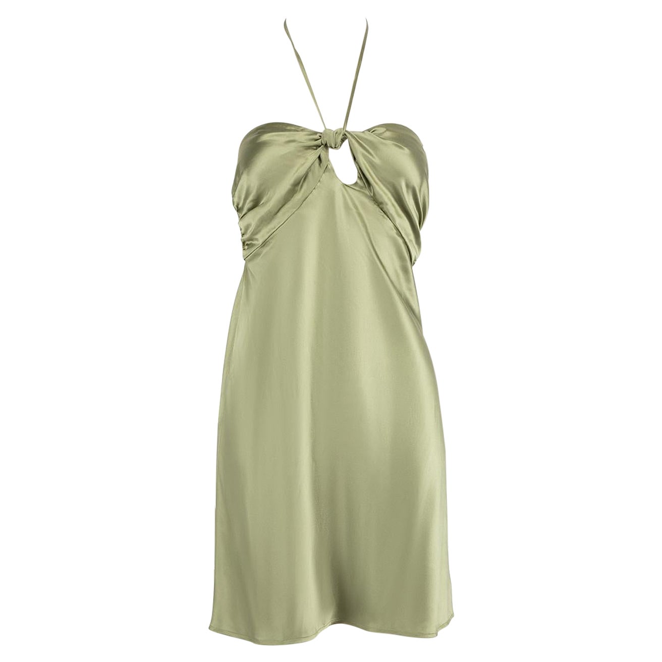 Reformation Green Silk Halterneck Sorrentine Mini Dress Size XS For Sale