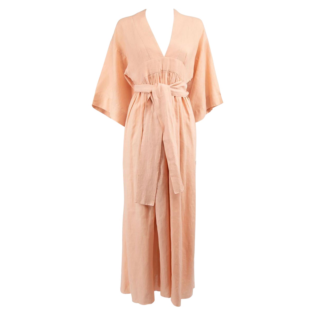Three Graces London Pink Belted Gather Maxi Dress Size M For Sale