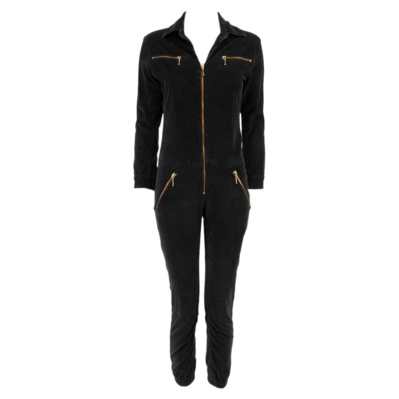 Ida Black Corduroy Zipped Jumpsuit Size XS For Sale