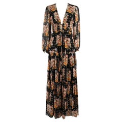 Borgo De Nor Black Freya Floral Print Maxi Dress Size L