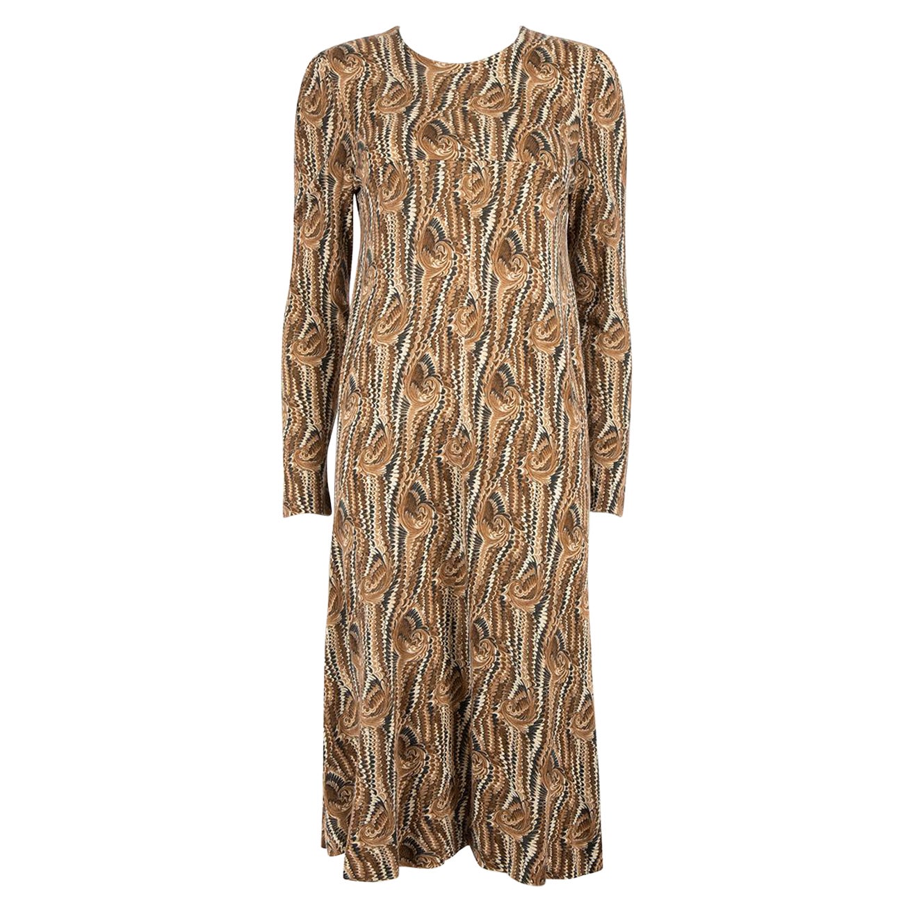 Diane Von Furstenberg Vintage 70's Brown Print Dress Size XXL For Sale