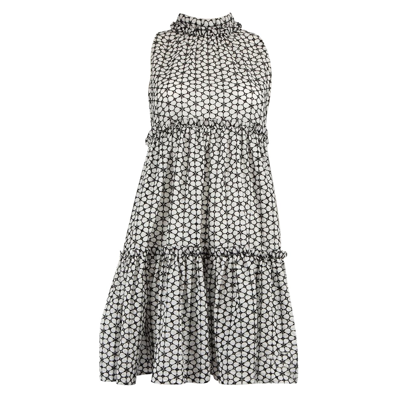 Lisa Marie Fernandez Black & White Floral Mini Dress Size XXS For Sale