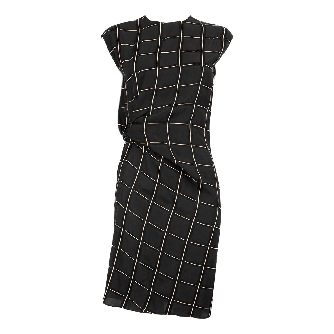 Lanvin Black Checked Knot Detail Dress Size XS For Sale