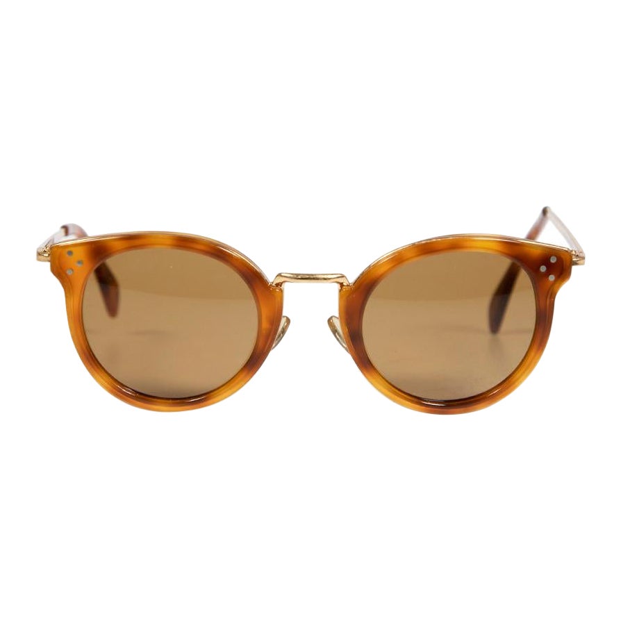 Céline Brown Round Tortoiseshell Sunglasses For Sale