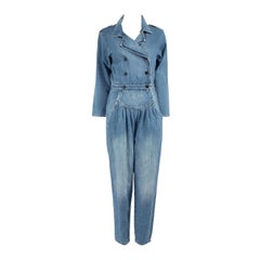 FRAME Blue Denim Double Breasted Jumpsuit Size S