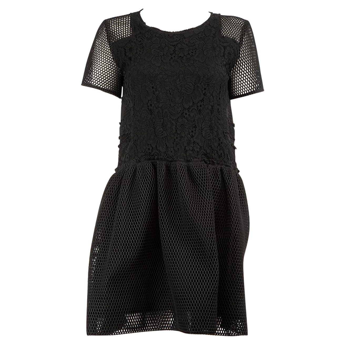 Sea New York Black Lace Panel Mesh Mini Dress Size XXS For Sale
