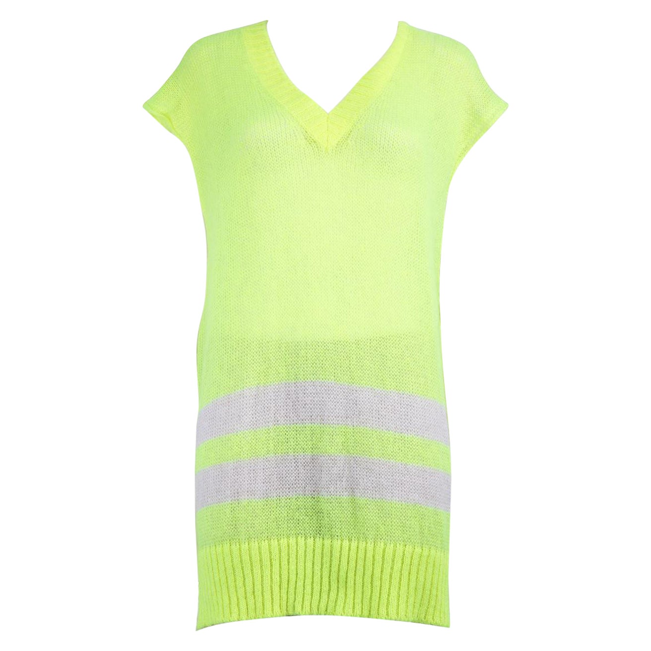 Maison Margiela Neon Yellow Striped Knit Vest Size XS For Sale