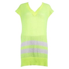 Used Maison Margiela Neon Yellow Striped Knit Vest Size XS