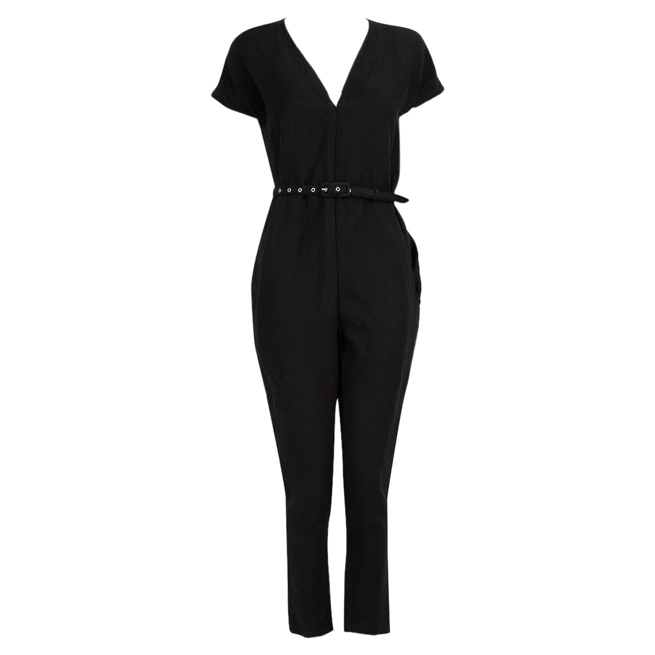 Rachel Comey Black V-Neck Belted Jumpsuit Size XXS For Sale