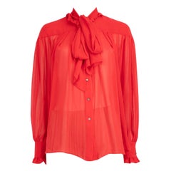 Rejina Pyo Red Sheer Front-Tie Shirt Size XS