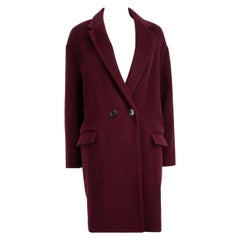 Isabel Marant Burgundy Wool Button-Up Coat Size XS