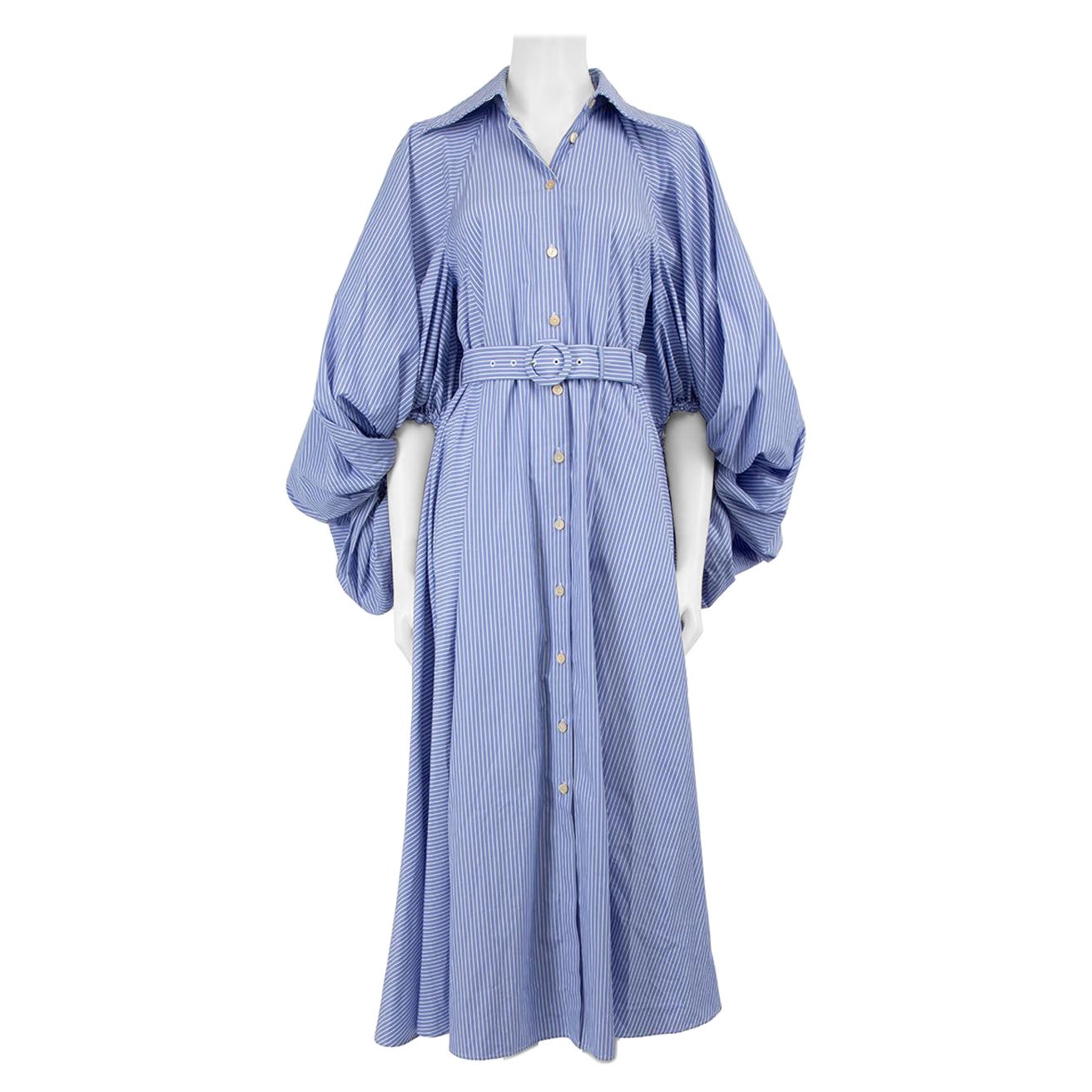 palmer//harding Blue Cotton Striped Healing Dress Size S For Sale