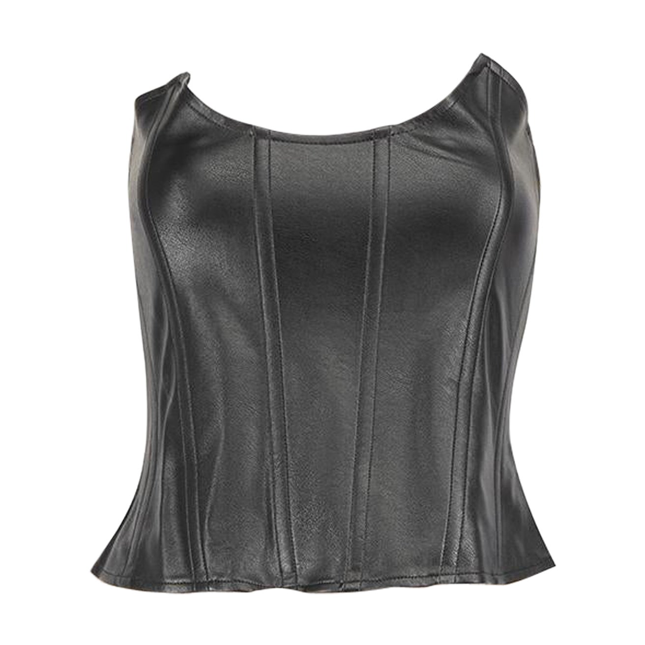 Miaou Black Vegan Leather Strapless Corset Top Size S For Sale