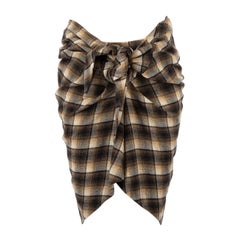 Isabel Marant Isabel Marant Étoile Brown Wool Tartan Pleated Skirt Size S