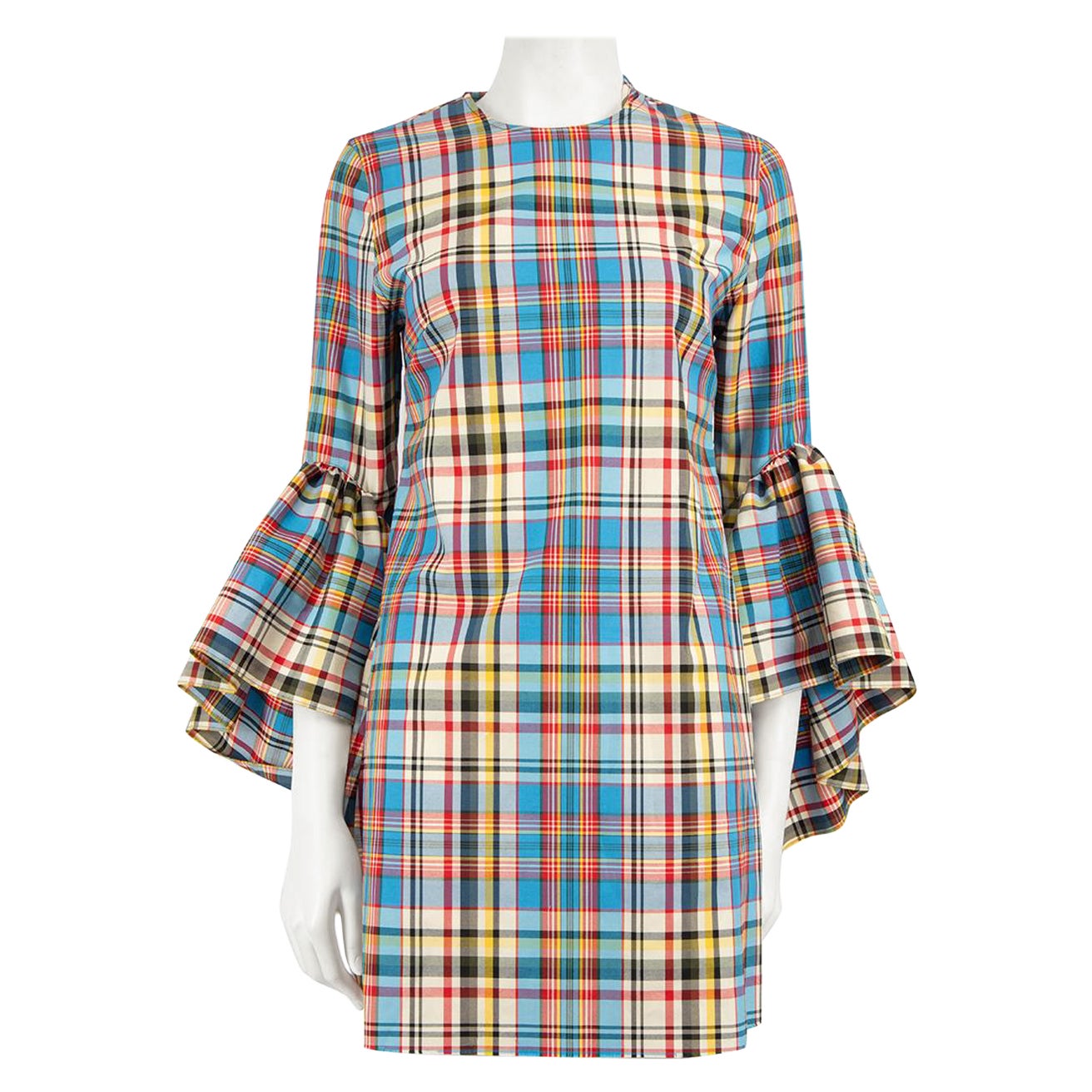 Marques Almeida Tartan Oyster Sleeves Mini Dress Size M For Sale