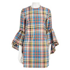 Marques Almeida Tartan Oyster Sleeves Mini Dress Size M