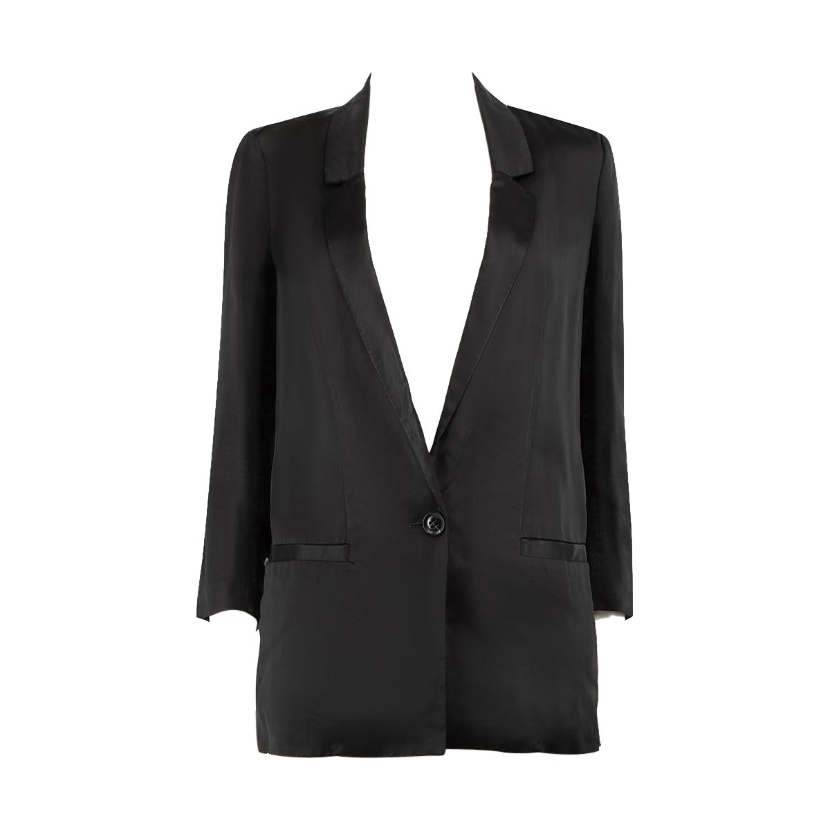 Diane Von Furstenberg Black Satin Blazer Size XS For Sale
