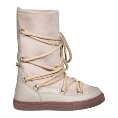 Inuikii Beige Suede Shearling Lined Snow Boots Size IT 40