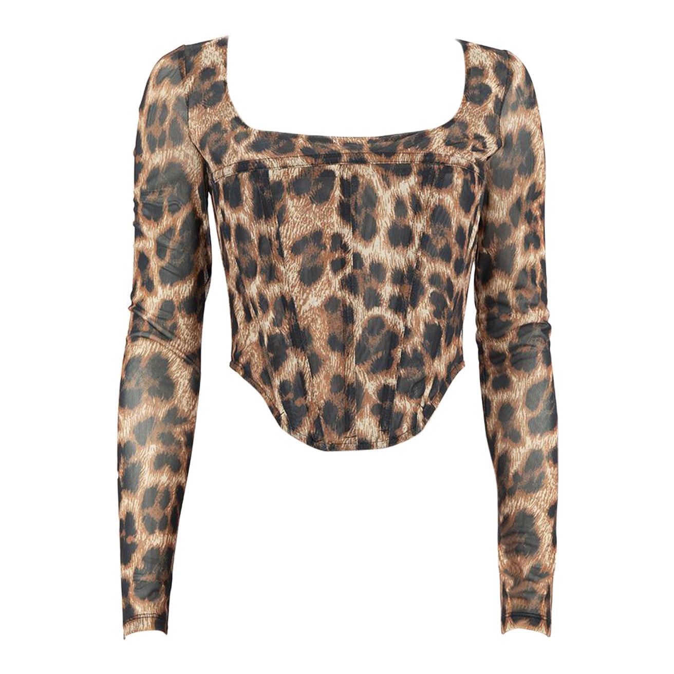 Miaou Brown Leopard Print Fitted Maude Corset Top Size M For Sale