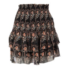 Isabel Marant Isabel Marant Étoile Black Silk Floral Layered Skirt Size XL