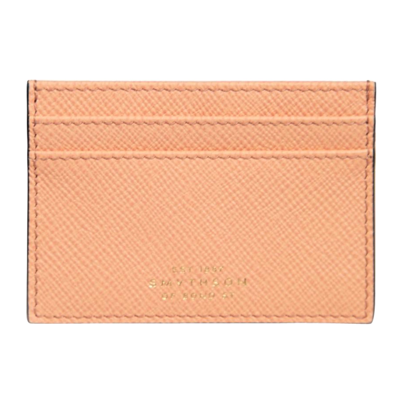 Smythson Salmon Pink Leather Cardholder For Sale