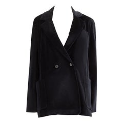 Jonathan Simkhai Black Velvet Double Breasted Blazer Size L