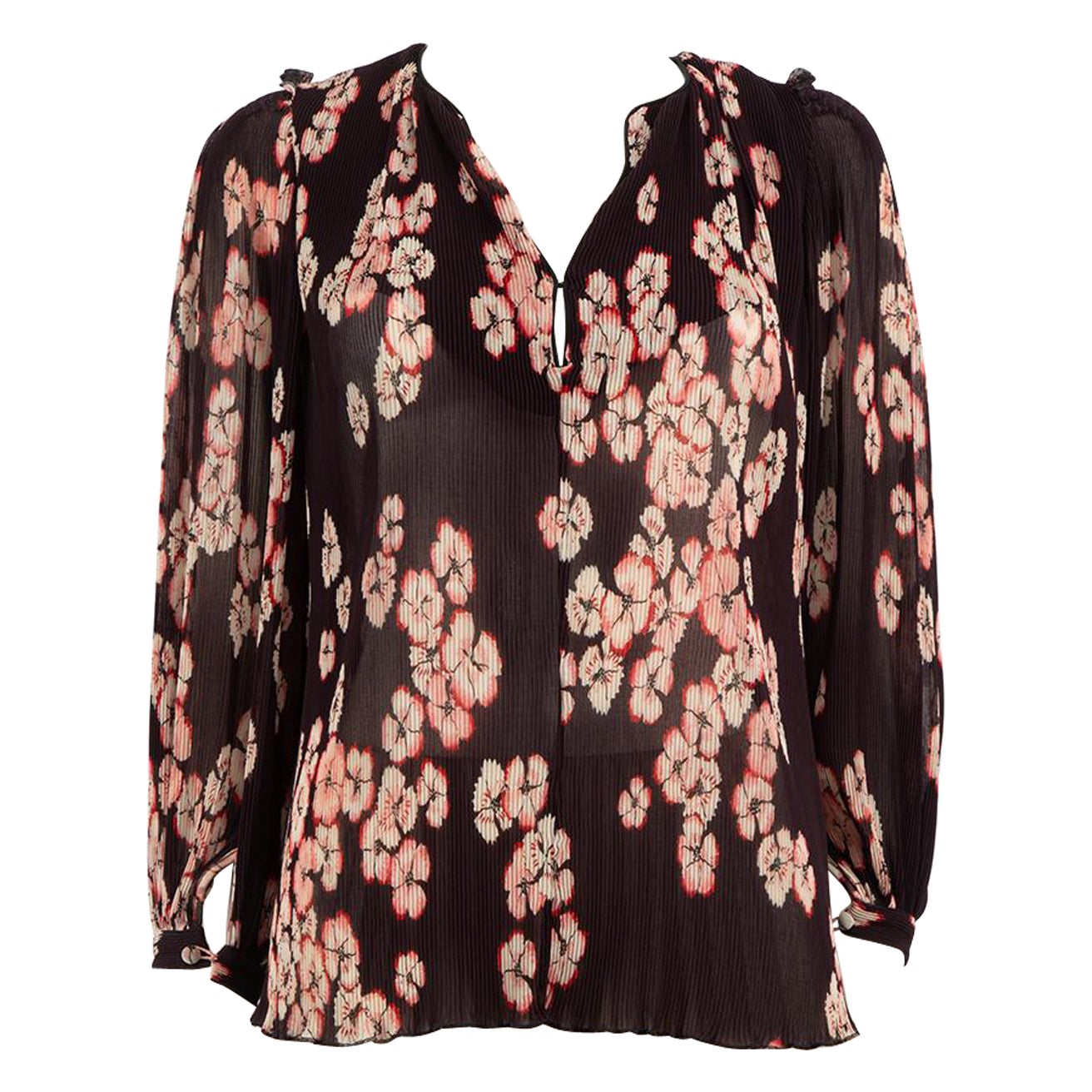 Isabel Marant Mini-Plissee-Bluse mit Blumenmuster, Größe S im Angebot