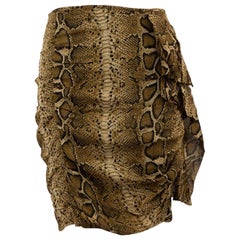 Isabel Marant Isabel Marant Étoile Brown Snake Print Ruched Mini Skirt Size L