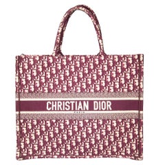 Used Dior Red Canvas Large Oblique Book Tote Bag