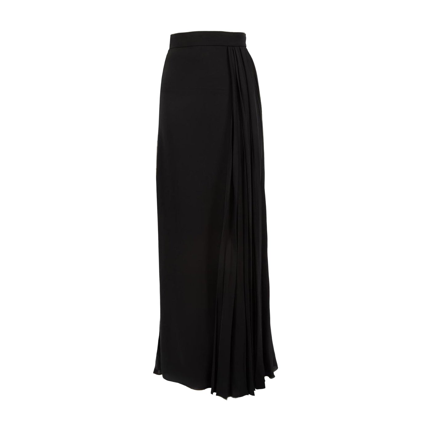 Lanvin Black Silk Pleated Panel Maxi Skirt Size XS For Sale