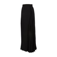 Lanvin Black Silk Pleated Panel Maxi Skirt Size XS