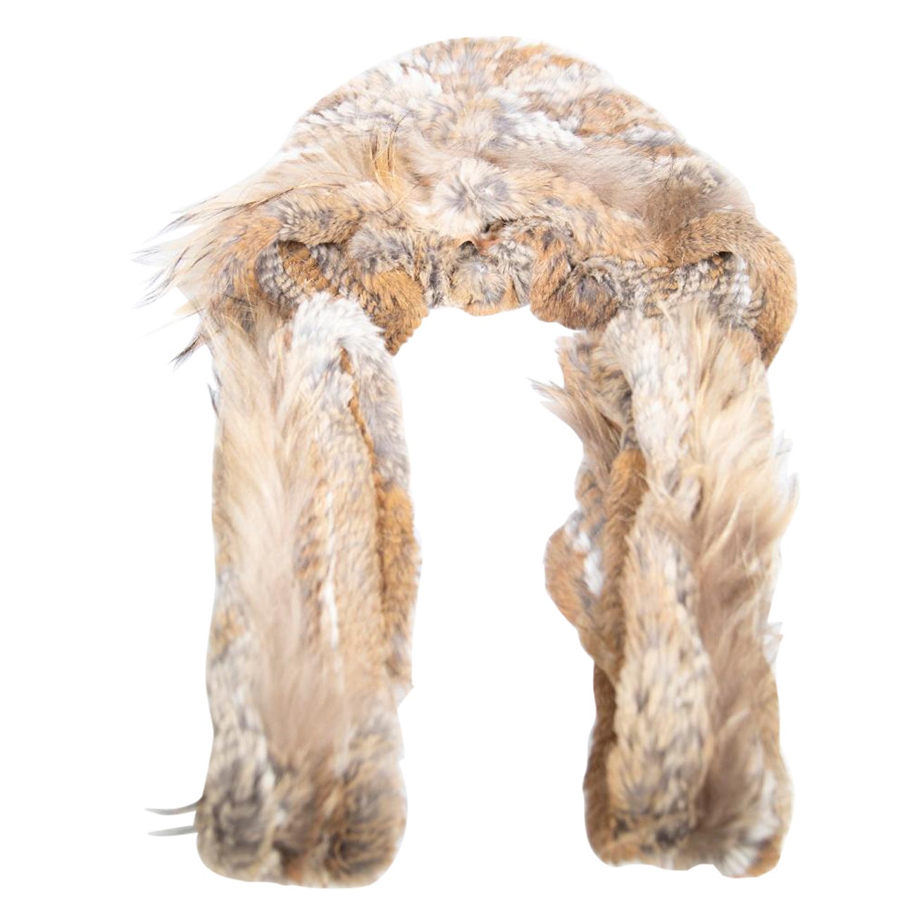 Ducie Brown Fox Fur Hooded Scarf For Sale