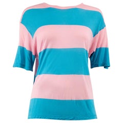 Diane Von Furstenberg Blue & Pink Striped Top Size L