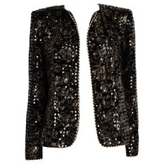 Céline Vintage Black Velvet Gold Sequin Detailed Jacket Size L
