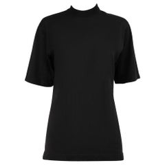 Céline Black Wool Crew Neck Logo Embroidered Top Size XL