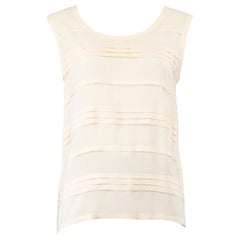 Céline Vintage Ecru Round Neck Sleeveless Top Size M