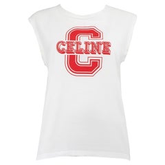 Céline White C Logo Print Tank Top Size M
