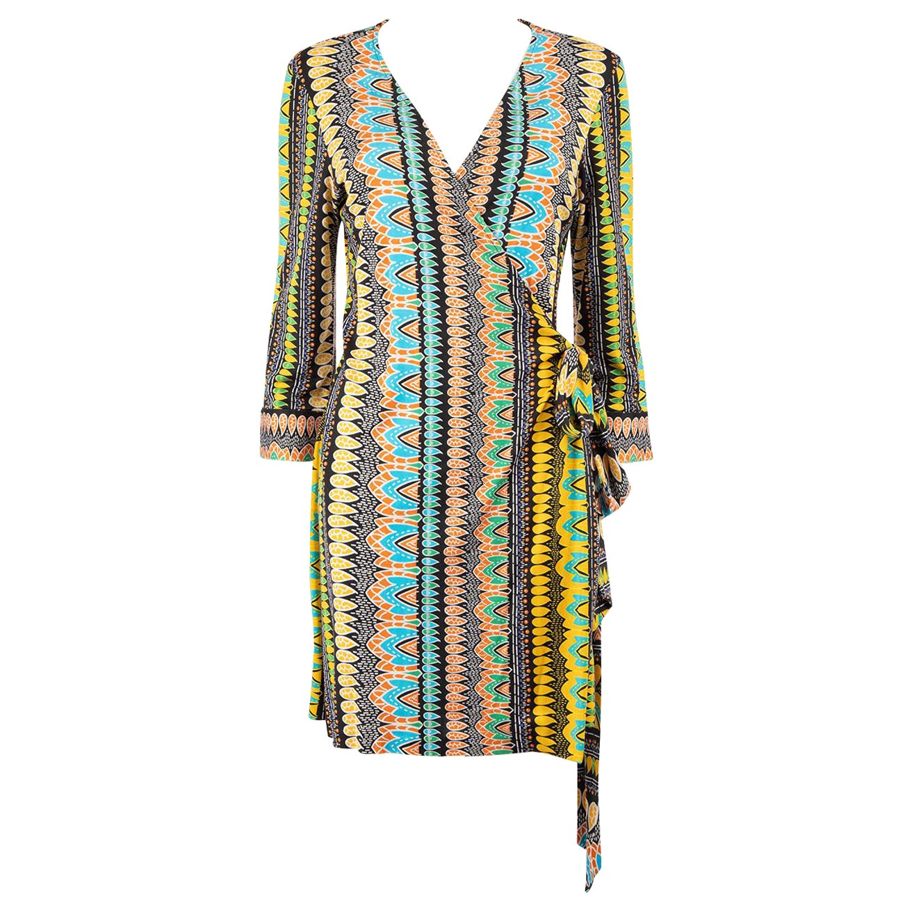 Diane Von Furstenberg Abstract Pattern Wrap Dress Size XXXL For Sale
