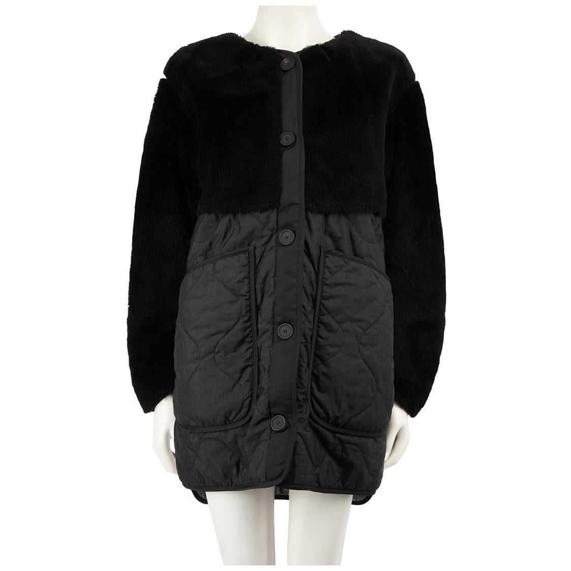Marfa Stance Black Reversible Quilted Coat Size XS For Sale
