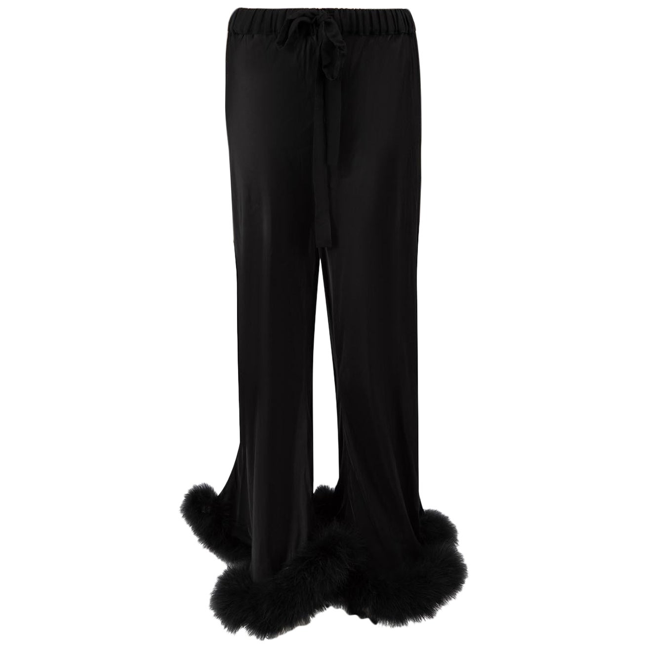 Sleeper Black Feather Trimmed Boudoir Trousers Size S For Sale