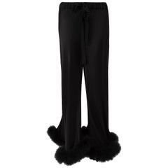 Sleeper Black Feather Trimmed Boudoir Trousers Size S
