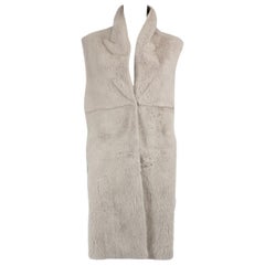 Used Divine Cashmere Grey Sleeveless Fur Panel Coat Size L