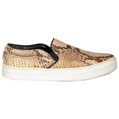 Used Céline Beige Snakeskin Leather Slip On Trainers Size IT 38