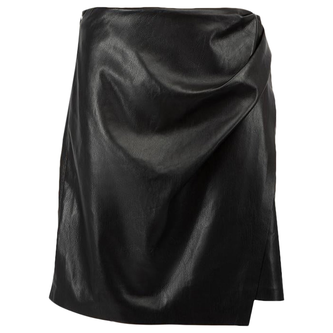 NANUSHKA Black Vegan Leather Ruched Mini Skirt Size M For Sale