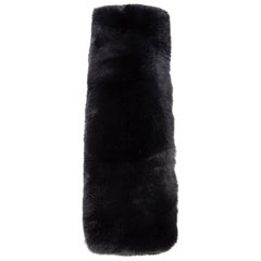 N. PEAL Black Cashmere & Rabbit Fur Scarf
