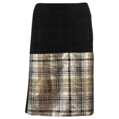 Used Dries Van Noten Black Tartan Jacquard Skirt Size S