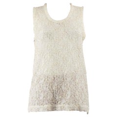 Used Comme Des Garcons Ecru Metallic Lace Sleeveless Top Size M