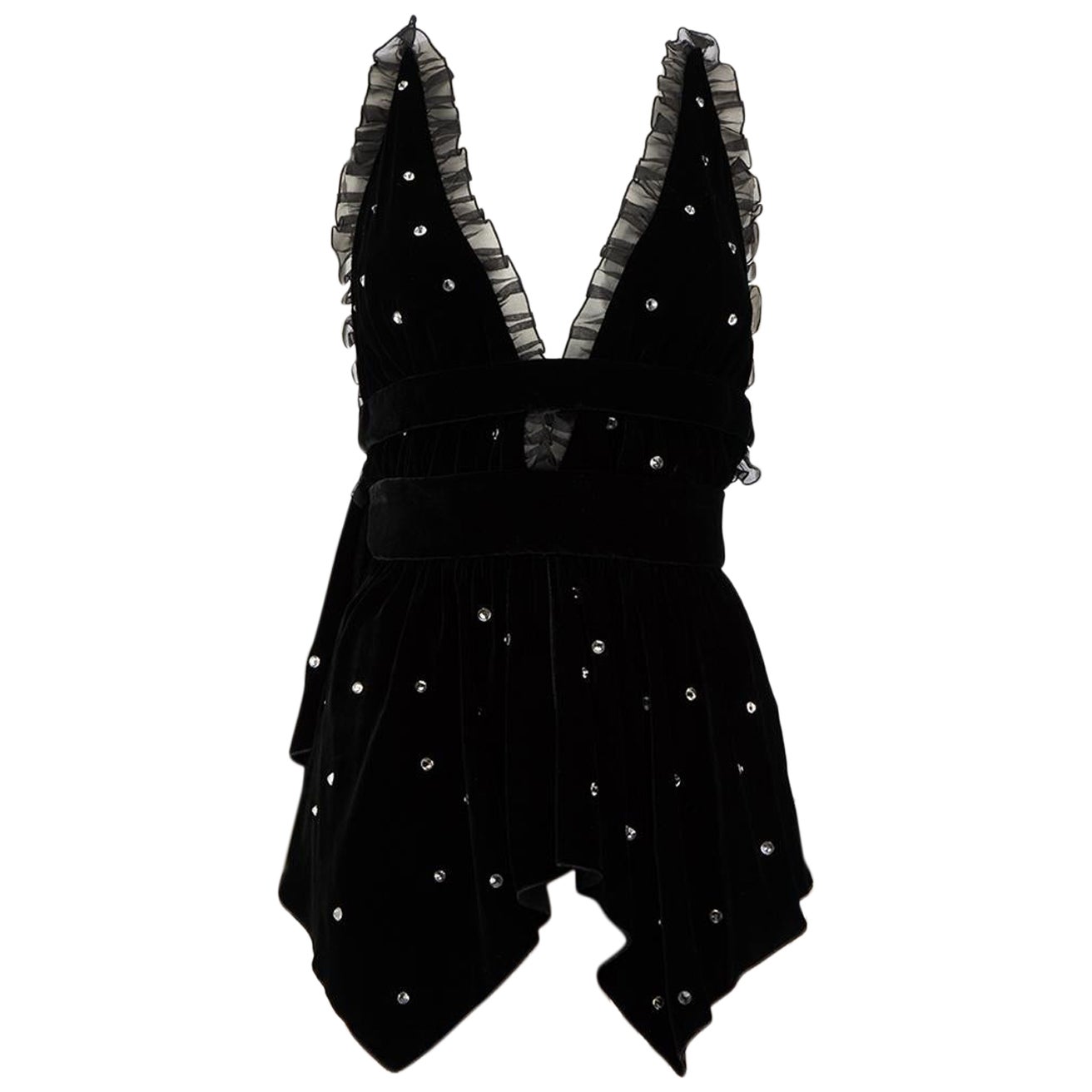 Philosophy di Lorenzo Serafini Black Velvet Embellished Top Size M For Sale