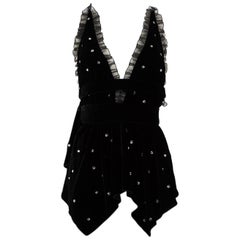 Philosophy di Lorenzo Serafini Black Velvet Embellished Top Size M