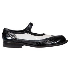 Used Comme Des Garcons Black Patent Leather Brogues Size IT 38.5